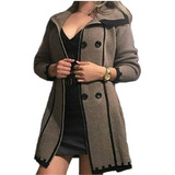 Casaco Inverno 2019 Feminino Tricô Tricot Botões Sobretudo 