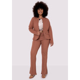 Casaco Plus Size Em Malha Com Detalhe Lapela Lunender 65189