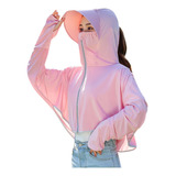Casaco Protetor Solar Feminino Com Capuz, Jaqueta Anti-uv