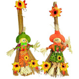Casal Espantalhos De Palha Vassoura Decoração Festa Junina