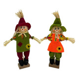 Casal Espantalhos Palha Decoração Enfeite Festa Junina 24 Cm