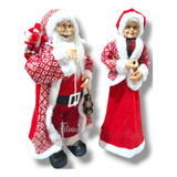 Casal Papai Noel E Mamãe Noel Grande 60cm Decoração Natalina