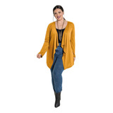 Casaquinho Cardigan Feminino Plus Size Em Malha Manga Longa