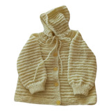 Casaquinho De Bebê De Lã Amarelo Feito De Tricô Com Capuz