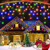 Cascata Colorida 10 Metros 400 Led Pisca 8 Efeitos Natal