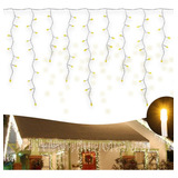 Cascata Led 100 Leds Pisca Pisca Branco Quente 8f Natal M/f