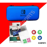 Case Capa Estojo + Película Vidro + 4 Grip Nintendo Switch