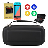 Case Capa Estojo + Película Vidro + 4 Grip Nintendo Switch