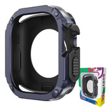 Case Capa Protetora Anti Choque Dupla Proteção 123-sfa-01 Marca 123smart Compativel Com Apple Watch Iwatch Series 9 8 7 6 5 4 44mm E 45mm - Cor Azul Marinho Com Preto