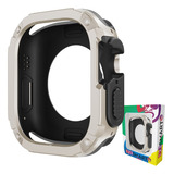 Case Capa Protetora Anti Choque Dupla Proteção 123-sfa-01 Marca 123smart Compativel Com Apple Watch Iwatch Series 9 8 7 6 5 4 44mm E 45mm - Cor Starlight Com Preto
