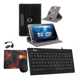 Case P/ Tablet M7 Kit Mouse Mini Teclado P/ Estudo Trabalho Cor Roxo