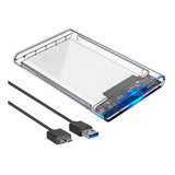 Case Slim Transparente Hd Ssd Adaptador Usb 3 0 Sata Externo