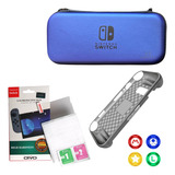 Case Switch + Película Vidro + 4 Grips + Capa Silicone Tpu