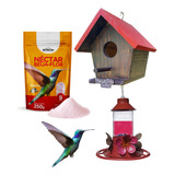 Casinha Beija-flor Com Bebedouro 250ml + Nectar 250g