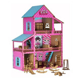 Casinha Boneca Adesivada Casa Lol Móveis Pintados Parque Mdf