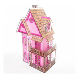 Casinha Castelinho Rosa Boneca + 41 Mini Móveis Mdf Colorido