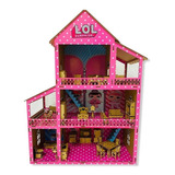 Casinha De Boneca Polly Mdf Pintada C/ Kit 30móveis+brinde