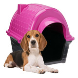 Casinha Iglu De Plástico Para Cães Furacão Pet Média Nº 4 Cor Rosa