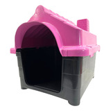 Casinha Pet Cachorros Cães Casa Plástico Resistente Tam. N2 Cor Rosa Desenho Liso