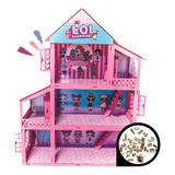 Casinha Pintada Rosa Polly +34 Móveis + Boneca + Nome Brinde