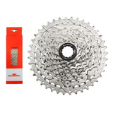 Cassete K7 Sunrace Bike Mtb M980 9v 11-40 Cromado + Corrente