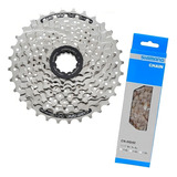 Cassete Shimano Hg41 11/32d + Corrente Shimano Hg40 116 Elos 8v 16v 2x8v 24v 3x8v Altus Acera Alivio Claris