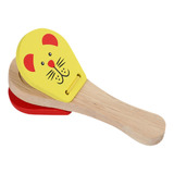Castanet De Madeira Musical Chocalho Animal Bebê Amarelo