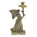 Castiçal Anjo 1 Vela Bronze Presentes Igreja Religião Culto