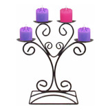 Castiçal Coroa Advento Candelabro Porta 4 Velas Mesa Cores 3