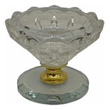 Castiçal Cristal Vidro Flor Enfeite Dourado Porta Vela N1