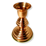 Castiçal De Cobre Com Base Dourado Suporte Para 1 Vela Comum