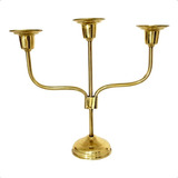Castiçal Em Latão 3 Velas Candelabro