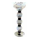 Castiçal Longo Cristal Lapidado Flor Luxo Porta Velas 7 Dias