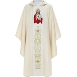 Casula Sacerdotal Galão Bordado Cristo 3