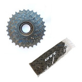 Catraca Roda Livre 8v Rosca 13/28d Gts E Corrente Index Bike