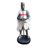 Cavaleiro Templário Guerreiro Medieval Branco Estátua Espada