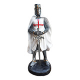 Cavaleiro Templário Guerreiro Medieval Branco Estátua Espada