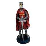 Cavaleiro Templário Guerreiro Medieval Vermelho Estátua Cruz