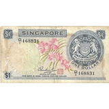 Cédula $1 Dollar Singapura - Anos 60 - Mbc