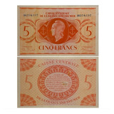 Cédula Africa Equatorial Francesa - 5 Francs - 1944 - Rara