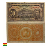 Cédula Bolívia - 50 Bolivianos - 1928 - Mbc - Escassa