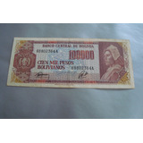 Cedula Bolivia 100000 Pesos Bolivianos / Campesino Mbc/sober