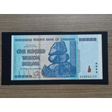 Cédula Colecionável Zimbábue 100 Trilhões Dollars Fe Rara
