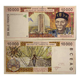 Cédula Costa Do Marfim - 10.000 França - 1998 - Soberba