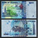 Cédula De Uganda - 2.000 Shillings 2021 Flor De Estampa
