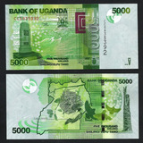 Cédula De Uganda - 5.000 Shillings 2019 Flor De Estampa