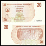 Cédula Do Zimbabwe - 20 Dolares 2006 Flor De Estampa