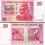 Cédula Do Zimbabwe - 20 Dolares 2007 Flor De Estampa