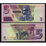 Cédula Do Zimbabwe - 5 Dolares 2019 Flor De Estampa