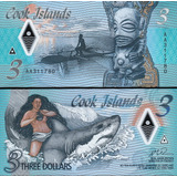 Cédula Fe Ilhas Cook 3 Dólares ( Cook Islands ) Polímero